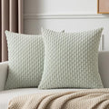 Kevin Textile Soft Corduroy 18x18 Inch Pillow Covers 2 Pack, Light Green