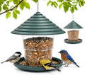 HABAU 2 Pack Bird Feeders for Outdoors, Plastic Hanging Bird Seed Feeding