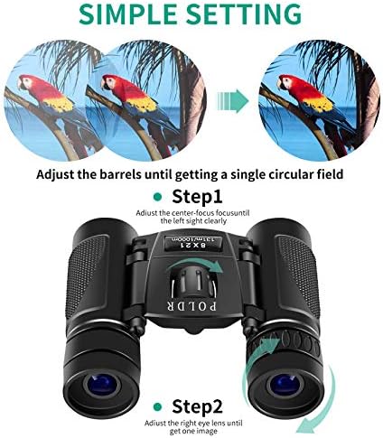 POLDR 8x21 Small Compact Binoculars for Adults, Travel Hiking Essentials