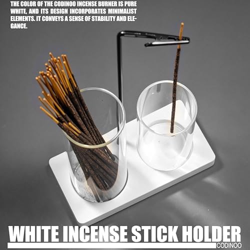 2 in 1 Incense Holder for Sticks Incense Burner Holder with Storage,Glass Upside Down Incense Holder for Sticks with Glass Ash Catcher for Meditation Yoga Spa Room Home Decor[White]