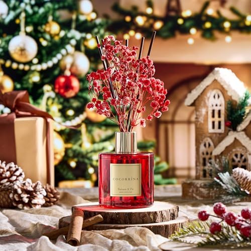 COCORRÍNA Reed Diffuser - Balsam & Fir 6.7 Fl.oz Diffuser with 8 Sticks Home Fragrance Christmas Reed Diffuser for Bathroom Shelf Decor Home Decor