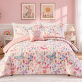 Full Size Comforter Sets for Girls-4 Pieces Pink Floral Full Bedding Sets