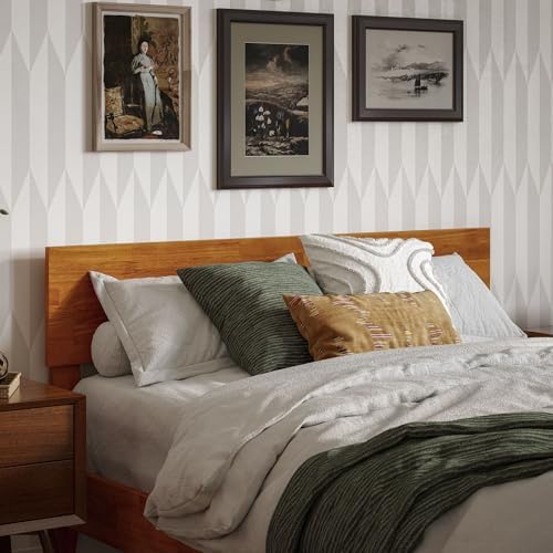 AFI, Orlando Full Adjustable Modern Wood Panel Headboard, Light Toffee
