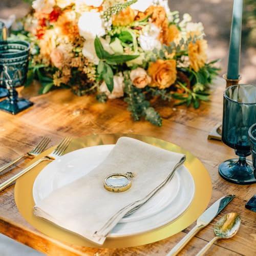 KesaPlan 100PCS 13in Round Gold Placemats, Disposable Paper Chargers Plate