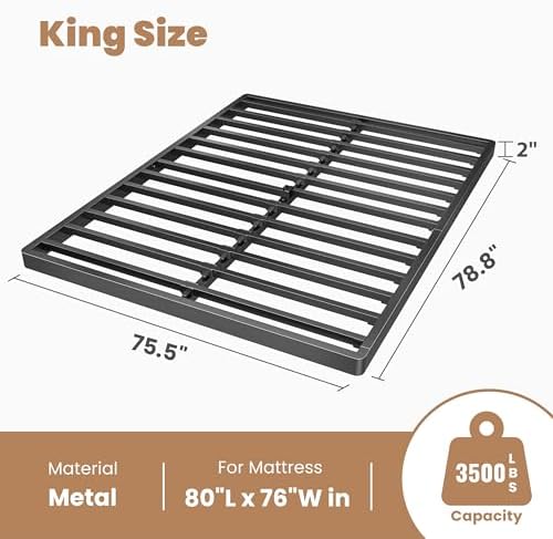 2 Inch Metal King Box Spring Bunkie Board Bed Slat Replacement