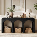 67" Long Arched Console Table, 15.5" Deep Modern Designer Entryway Table, Sculptural Triple Arch Sofa Table for Living Room, Hallway, Behind Couch, Multi-Scene Accent Furniture, Black Wood Finish