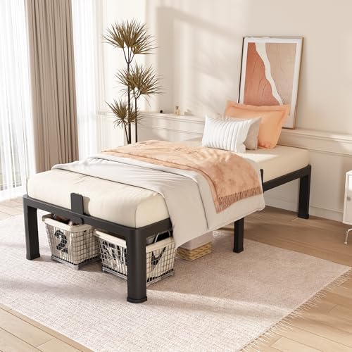14 Inch Twin Metal Bed Frame with Rounded Corner,Mattress Retainer