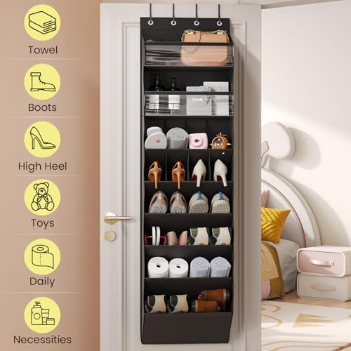 Mefirt XL Clear Over the Door Shoe Organizer for Closet Fit 25 Pairs