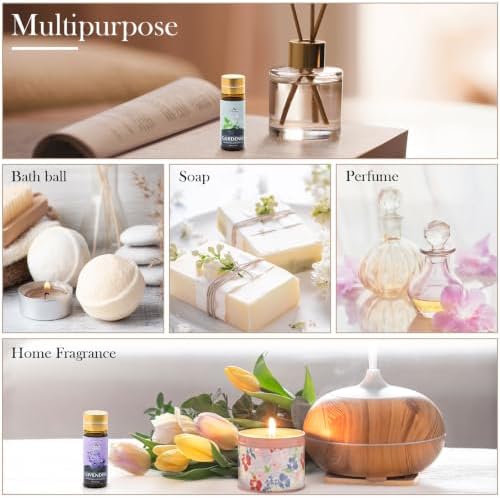 Essential Oil Set, 40 Pcs Fragrance Aromatherapy Oils for Skin, Diffusers, Home Care, Humidifier, Laundry, Candle Making - Tea Tree, Sandalwood, Lavender, Vanilla, Eucalyptus and More(5mL)