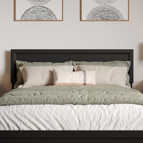 AFI, Sophia Adjustable Modern Full Wood Headboard, Black