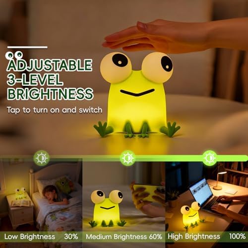 Frog Night Light for Kids, Silicone Bedside Lamp for Nursery Room Decor