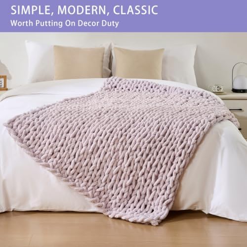 Bigacogo Chunky Knit Throw Blanket for Couch, 40x60 inches, Berry Haze