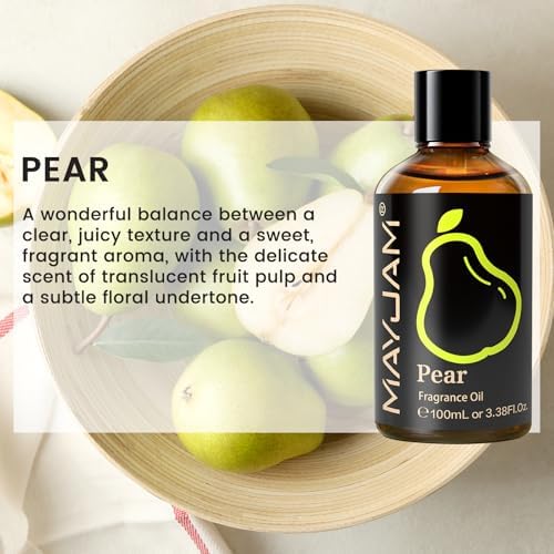 MAYJAM Pear Fragrance Oil for Diffusers for Home, 3.38FL.OZ