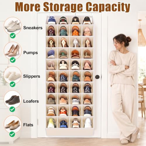 30-40 Pairs Over the Door Shoe Organizer, 10-Tier Door Shoes Rack