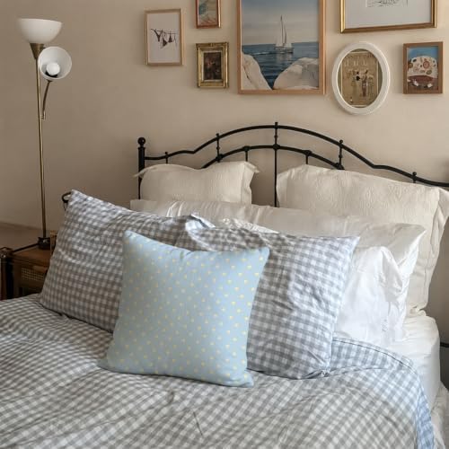 Cute Blue Yellow Polka Dot Room Decor Pillow Cover 18x18