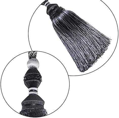 2 Pack Tassel Curtain Tiebacks Drapery Curtain Holdbacks-Black