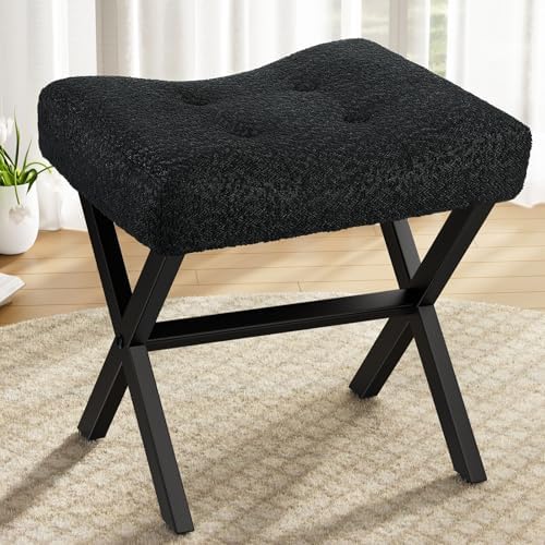 Memobarco 18-Inch Large Vanity Stool Chair, Black Makeup Stool