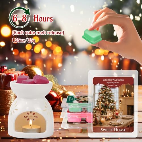 STRN Christmas Wax Melts, Fall Winter Scented Soy Wax Cubes, 6 Scents