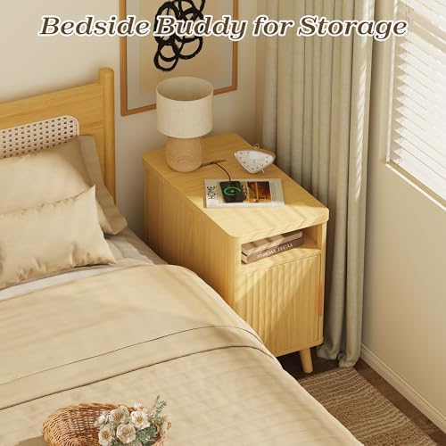 Huuger Narrow End Table with Charging Station, USB-C Port