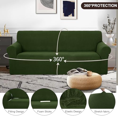 U-NICE HOME Oversized Stretch Couch Cover Slipcover, Bronze Green