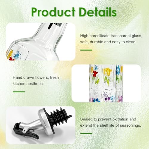 17oz Glass Square Oil Dispenser Bottle with Pour Spout