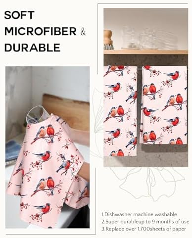 Miss Adola Cute Kitchen Towels Set of 2, 18 x 26 Inch, Winter Birds
