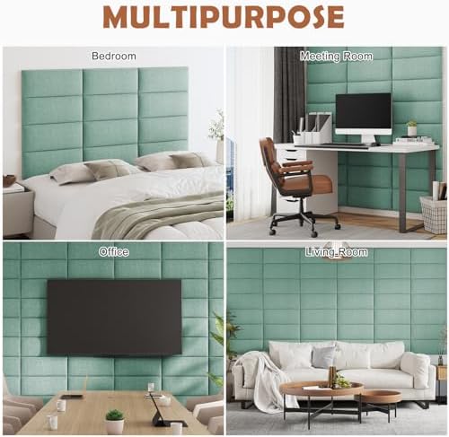 IFNOW Wall Mounted Headboard, Peel and Stick Panels, Grass Green, King