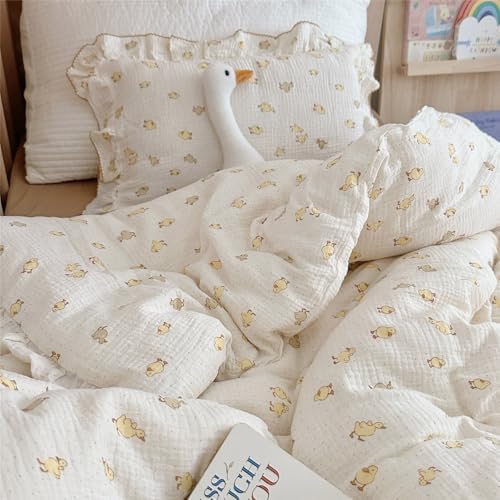 Muslin Cotton Toddler Duvet Cover, Duck Print, 47"x59", No Pillow