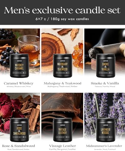 AOOVOO Scented Candles for Men - 6 Pack Candles for Home Scented