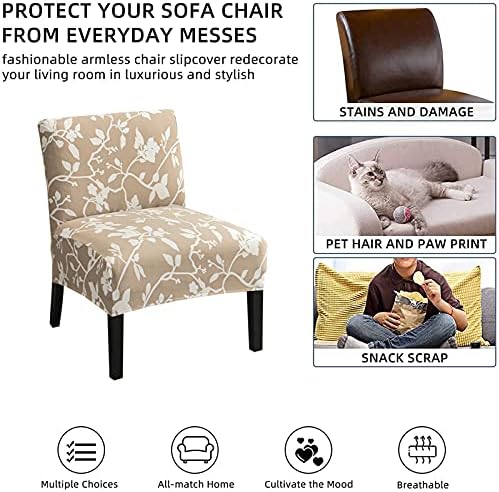 Eco-Ancheng Armless Chair Slipcover Removable Armless Accent Chairs Covers Washable Armless Slipper Chair Slipcover Printed Armless Chair Furniture Protector Covers for Living Dining Room Hotel