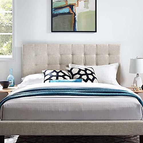 Modway Paisley Upholstered Tufted Linen Fabric King and California King Headboard Size in Beige