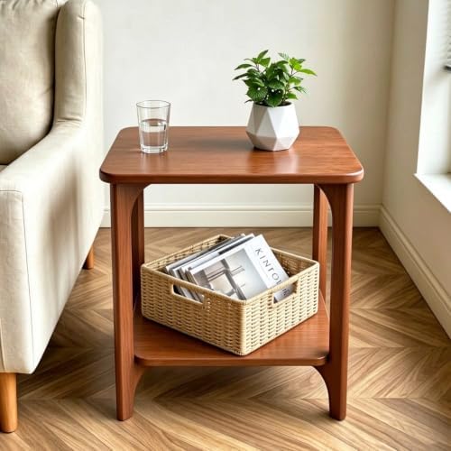 Solid Wood Walnut Small Side Table for Living Room, Bedroom