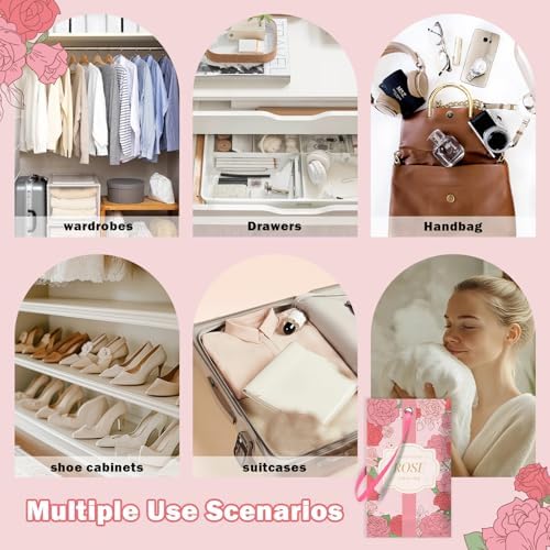 SCENTORINI Scented Sachets for Drawer and Closet, Rose Scent 14 Pack