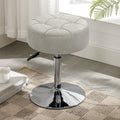 LUE BONA Adjustable Vanity Stool, 360°Swivel Vanity Chair Stool for Makeup Room, Light Greige Stool Chair for Vanity, Small Velvet Vanity Stool for Bathroom, Living Room