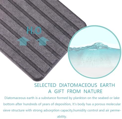 NiuYichee 2 PCS Water Absorbent diatomite Coasters, 12.2" x 4" Water Absorbing Stone Tray for Sink, Stone Drying mat for Kitchen Counter, Stone soap Tray Used for Hand Soaps & toiletries & Plants