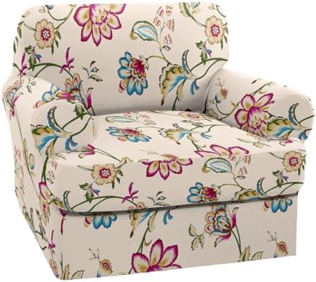 NILUOH 2-Piece T-Cushion Armchair Slipcover, Stretch Chair Cover with Separate Seat Cushion Cover, Soft Washable Furniture Protector for Living Room