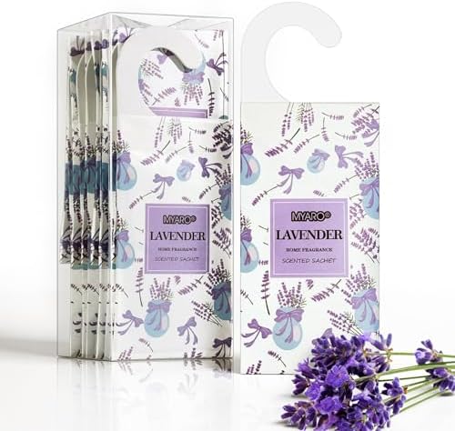 MYARO 12Pcs Lavender Sachets Hanging Car Air Freshener, Closet Deodorizer