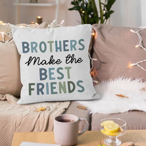 Boys Room Throw Pillow Cover 18x18, Brothers Make the Best Friends Decorative Pillow Covers for Kids Toddler Boy Nursery Room Bedroom Playroom, Playroom Accent Pillows Cover Pillowcases