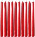 10 Pack Red Taper Candles, 10 Inch Unscented Paraffin Dinner Candles