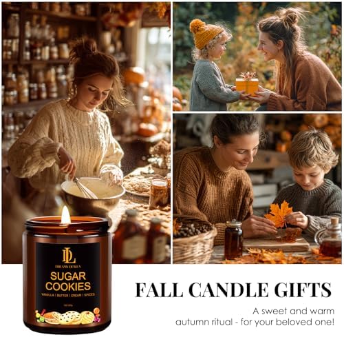 DL DREAMY DEWLA Fall Candle, Sugar Cookies Scented for Home, 7oz Soy Wax