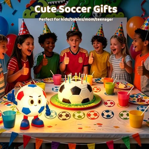 Amaredom Soccer Night Light for Kids, Cute Soccer Lamp - Blue & Red