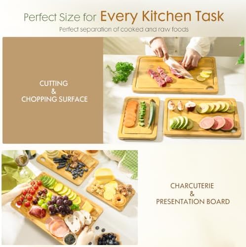 Astercook Nature Bamboo Cutting Boards for Kitchen