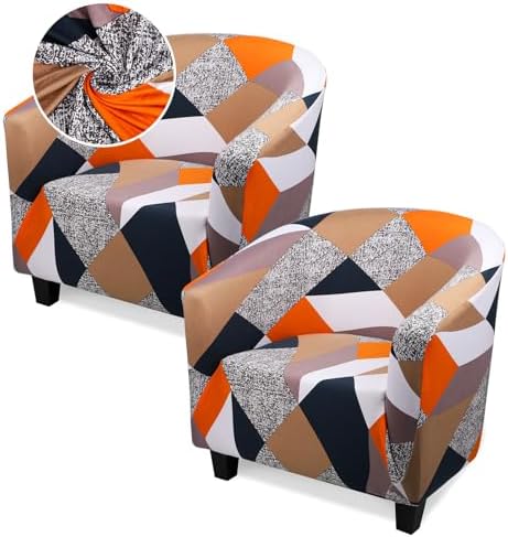 Barrel Chair Slipcovers, 2 Pack Stretch Club Chair Slipcover Sofa Covers with Arms, Removable Soft Armchair Cover Round Couch Furniture Protector for Bar Living Room Bedroom Hotel Counter