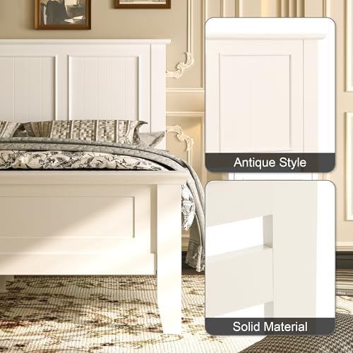 Wood Full Size Headboard Only with Farmhouse Style, Wall-Mounted , White