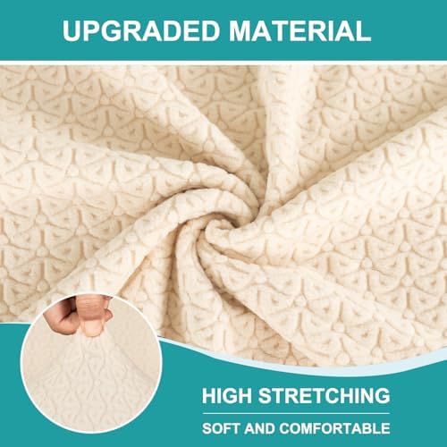NILUOH Stretch Club Chair Slipcover 2-Piece Set for Barrel & Tub Chairs, Soft Armchair Cover - Removable Washable Furniture Protector, Living Room Armchair Cover,Off-White