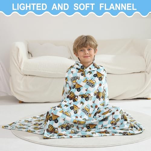 Softan Kids Throw Blanket for Girls & Boys, Warm Soft Toddler Flannel Blankets for Sofa Couch Bed， Cozy Fuzzy Plush Flannel Kids Throw Blanket for Daycare & School - Excavator 50x60 inches