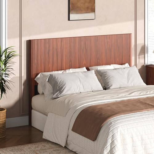 Walnut Boho Arched Corrugated Queen Size Fluted Headboard Only