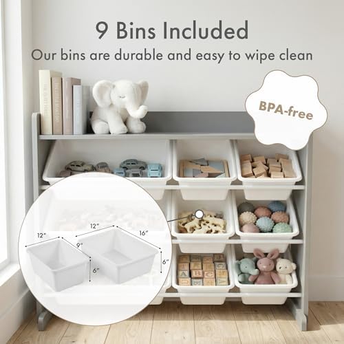 Humble Crew Kids Toy Organizer with Display Shelf, 9 Bins, 3 Tier Storage