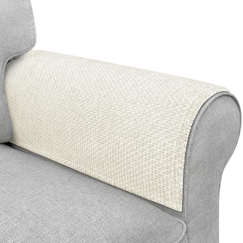 Couch Arm Covers, Sofa Arm Covers, Waterproof Armrest Cover for Sofa, Armchair, Loveseat, Non-Slip Recliner Arm Cover, Headrest Cover, Arm Chair Covers Set of 2 (Cream, 24"×20")