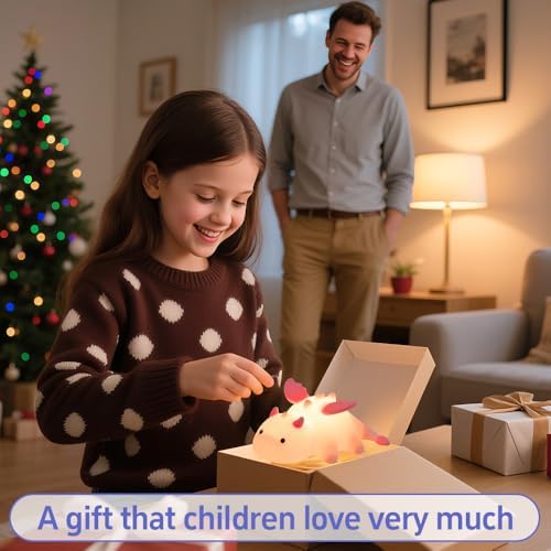 Cute Dinosaur Night Light, Squishy Silicone Dinosaur Lamp Rechargeable Light, Nursery Animal Touch Bedside Lamp, 3 Level Dimmable with 7 Color,Table Night Lamp for Room Decor Funny Gift for Boys Girls